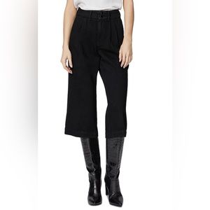 NWT PAIGE Black Clarice Pleated Wide Leg Pants Size 24